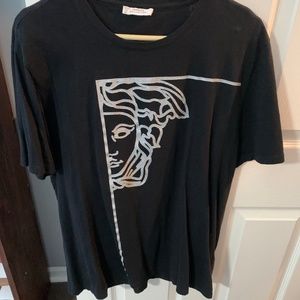 Versace Collection Silver Glitter Medusa Tee